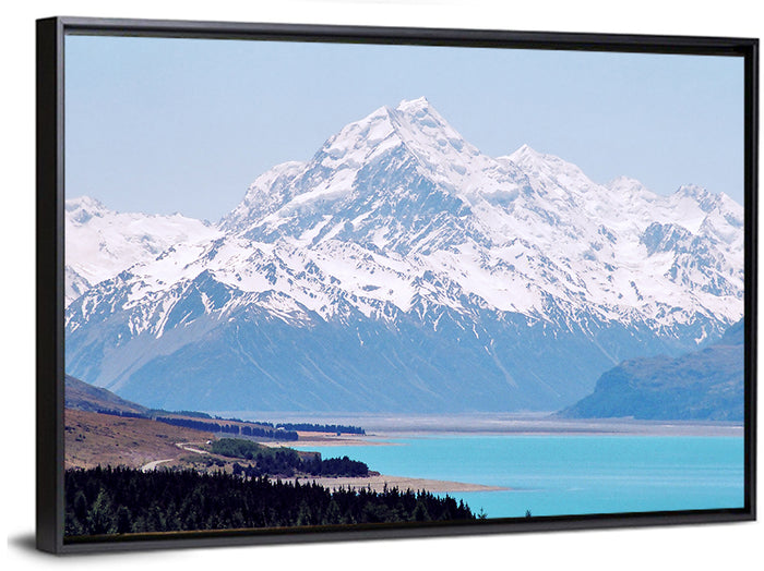 Lake Pukaki and Aoraki Mount Cook Wall Art as a framed canvas