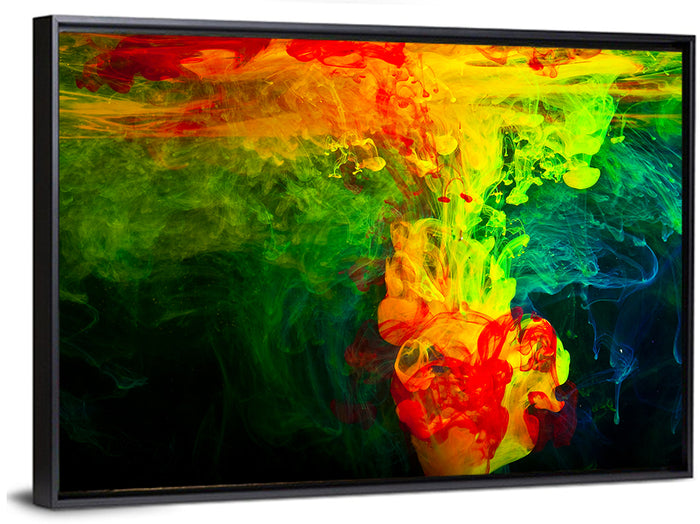 Dynamic Ink Plumes Abstract Wall Art as a framed canvas