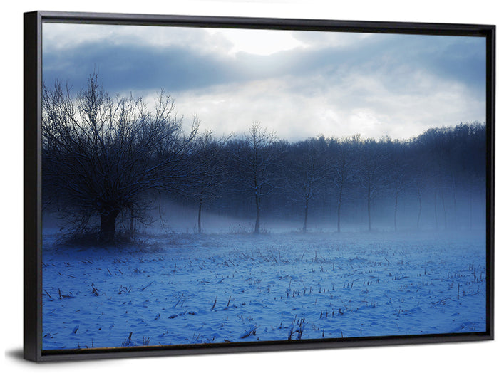 Snowy Italian Countryside Wall Art as a framed canvas