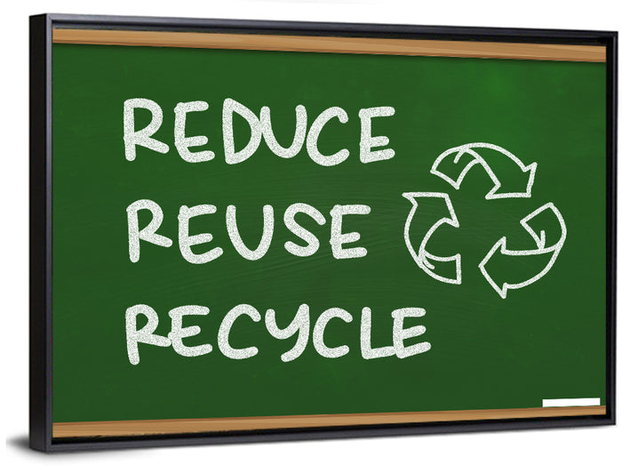 Reduce Reuse Recycle Chalkboard Wall Art as a framed canvas
