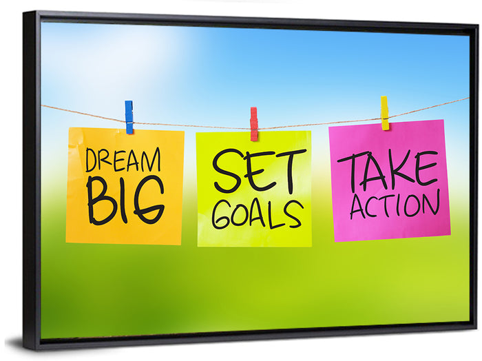 Dream Big Sticky Note Trio Wall Art as a framed canvas