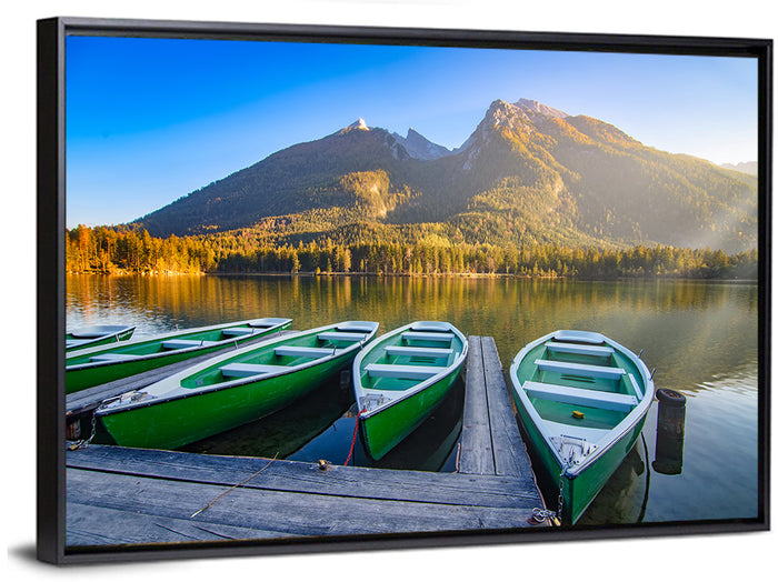 Moored Boats at Hintersee Wall Art as a framed canvas