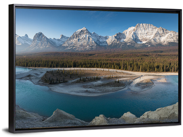 River in Jasper National Park Wall Art as a framed canvas