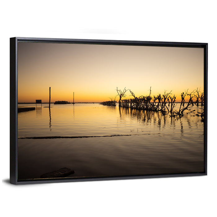 Lake Epecuen Evening Glow Wall Art as a framed canvas