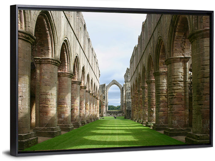 Fountains Abbey Ruins Grassy Nave View Wall Art as a framed canvas
