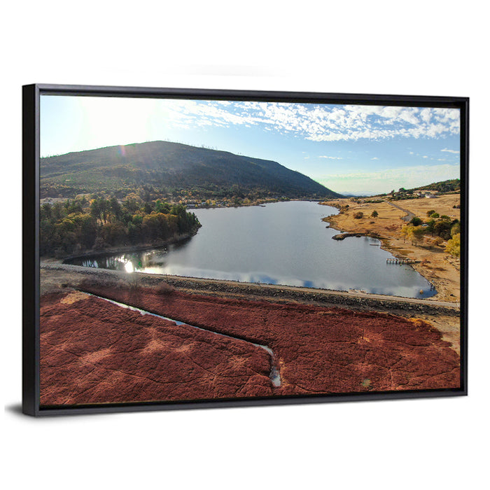 Lake Cuyamaca Aerial View Wall Art as a framed canvas