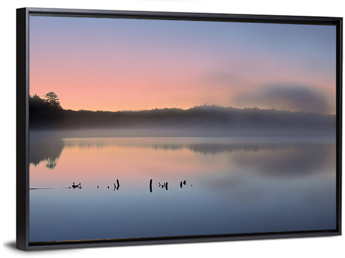 Pete's Lake at Dawn Wall Art as a framed canvas