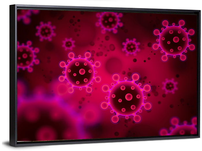 Microscopic Virus Particle Study Wall Art as a framed canvas