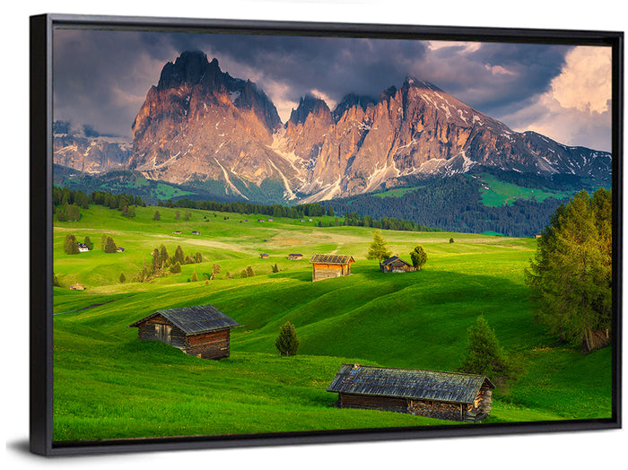 Alpe Di Siusi Meadow, Castelrotto Wall Art as a framed canvas