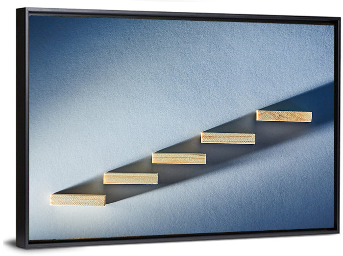Five Wooden Steps Abstraction Wall Art as a framed canvas