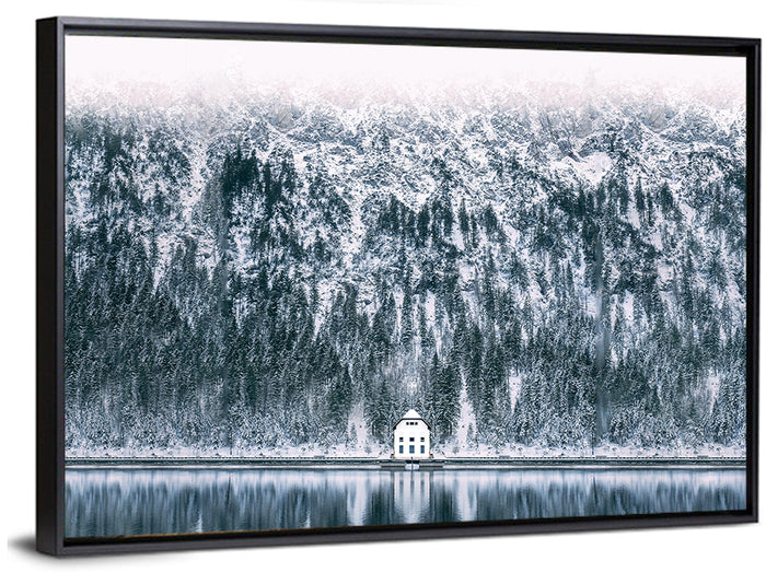 Plansee Lake Wall Art as a framed canvas