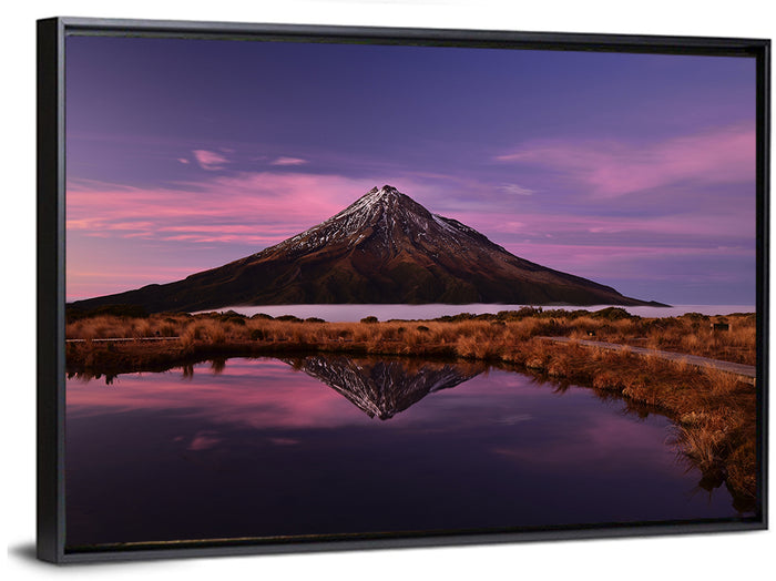 Mount Taranaki Reflection Wall Art as a framed canvas