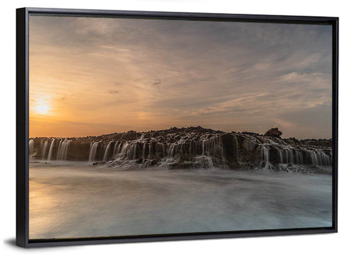 Sawarna Beach Sunset Wall Art as a framed canvas