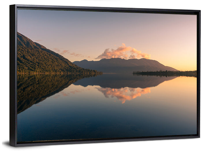 Lake Brunner Sunset Wall Art as a framed canvas