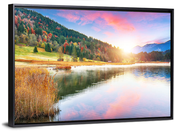 Wagenbruchsee Golden Hour Wall Art as a framed canvas