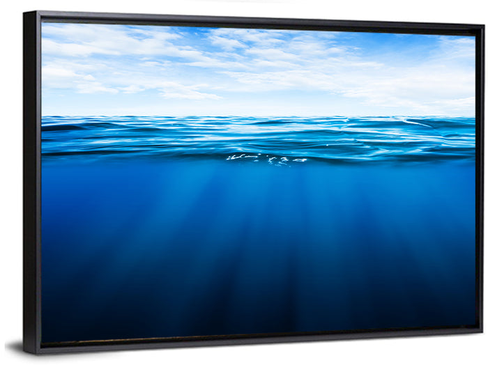 Split-level Ocean Sunlight Wall Art as a framed canvas