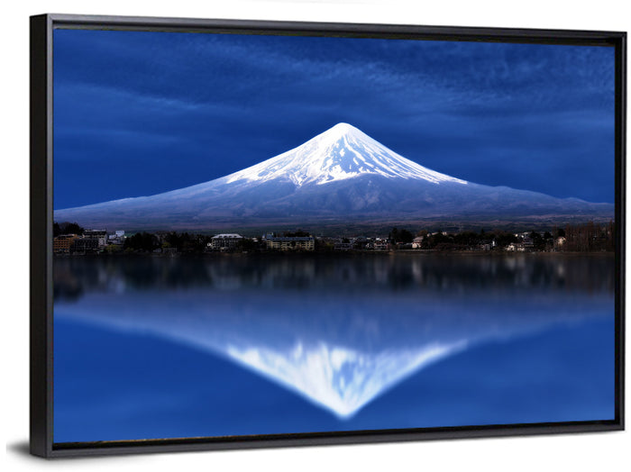 Mount Fuji Reflected on Lake Kawaguchiko Wall Art as a framed canvas