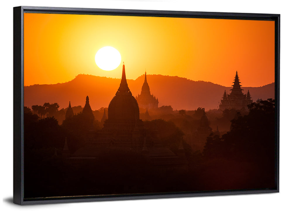 Bagan Pagodas Sunset Wall Art