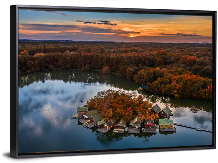 Lake Derito at Dusk Wall Art as a framed canvas