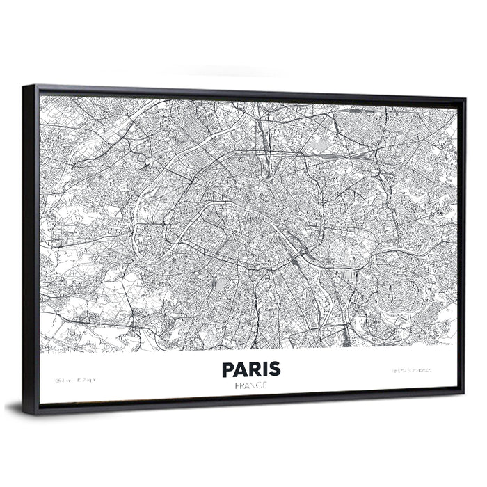 Paris Aerial Map Wall Art as a framed canvas