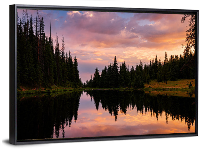 Lake Irene Sunset Reflection Wall Art as a framed canvas