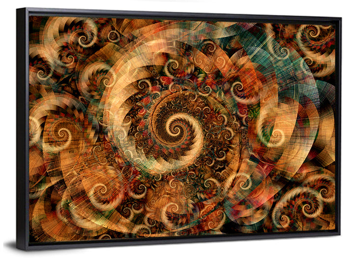 Golden Spiral Fractal Wall Art as a framed canvas