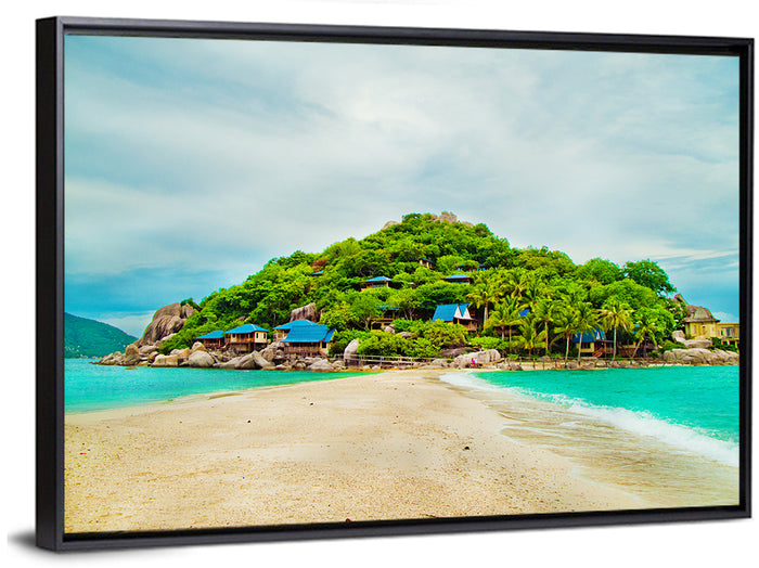 Koh Nang Yuan Sandbar Island Beach Wall Art as a framed canvas