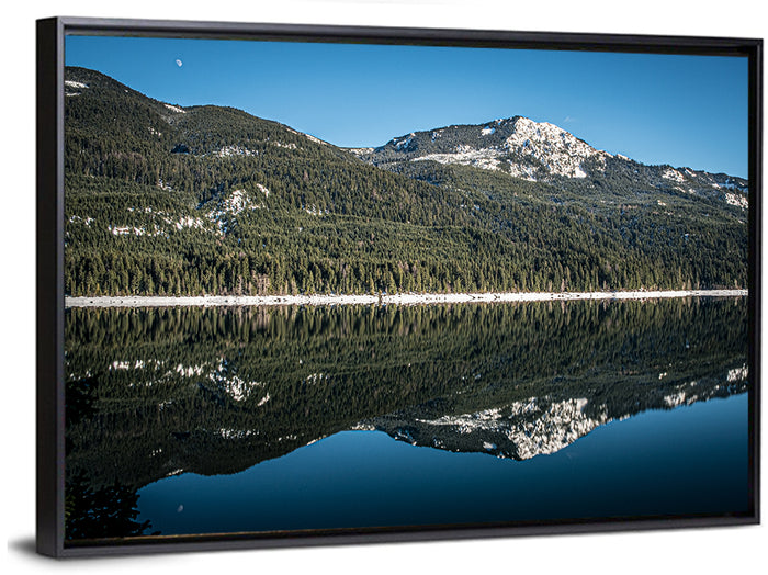 Kachess Lake Moon Reflection Wall Art as a framed canvas