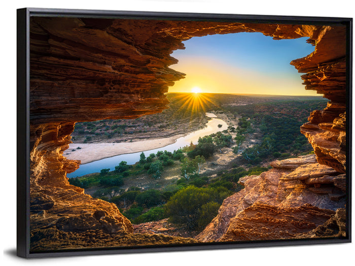 Nature's Window Sunrise, Kalbarri Wall Art as a framed canvas