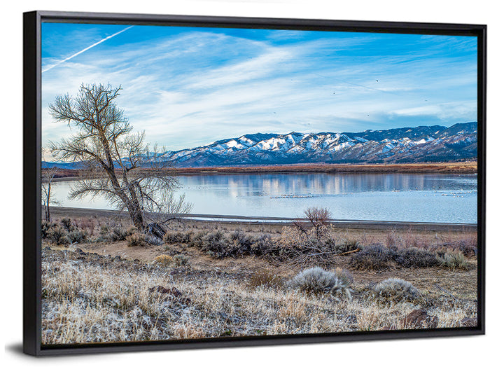 Winter Washoe Lake Morning Wall Art as a framed canvas