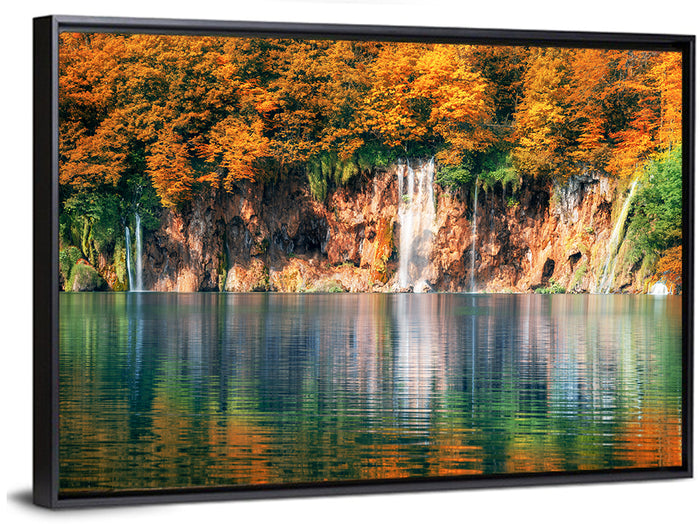 Autumn Reflections at Plitvice Lakes Wall Art as a framed canvas