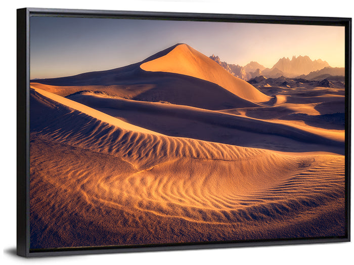 Tabuk Golden Hour Dunes Wall Art as a framed canvas