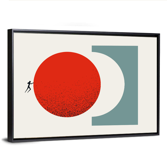 Accomplishment Concept with Red Circle Wall Art as a framed canvas