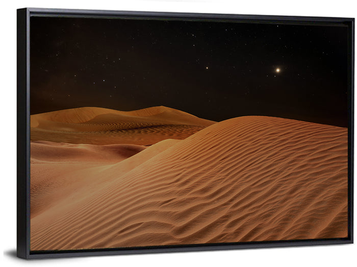 Starry Desert Night Wall Art as a framed canvas