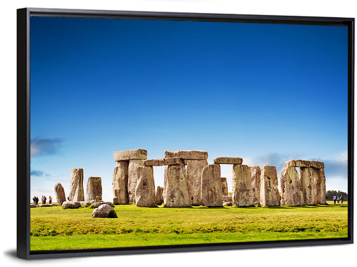 Stonehenge Under Blue Sky Wall Art as a framed canvas