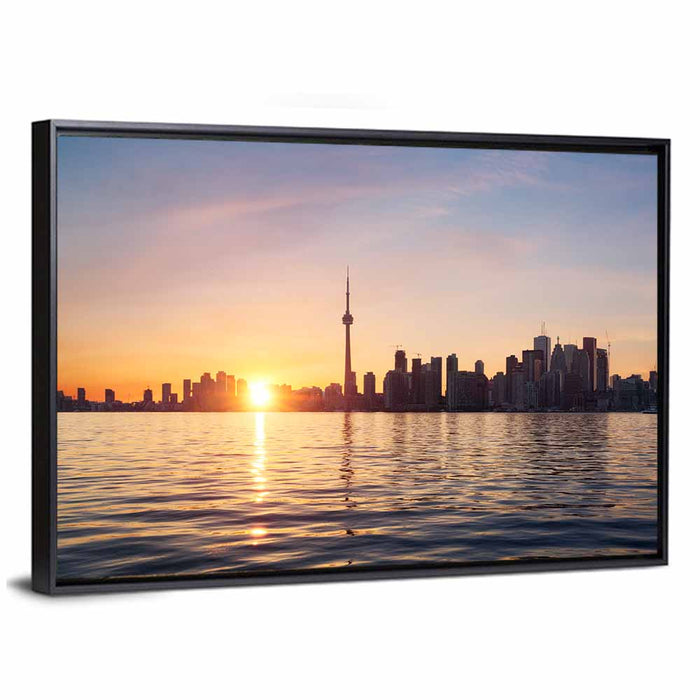 Toronto Sunset Skyline Wall Art as a framed canvas