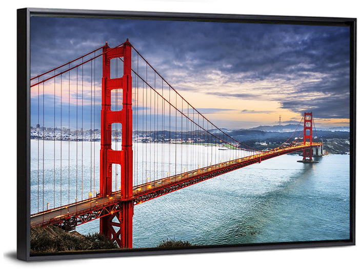 Golden Gate Bridge at Dusk Wall Art as a framed canvas