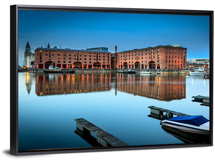 Royal Albert Dock Reflections, Liverpool Wall Art as a framed canvas
