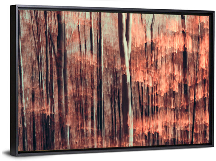 Autumn Forest Blur Wall Art as a framed canvas