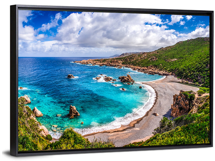 Cala Spinosa Cove, Sardinia Wall Art as a framed canvas