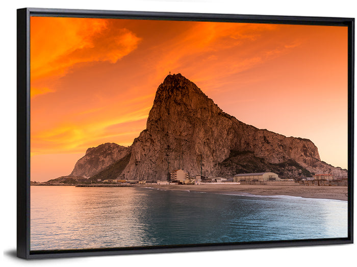 Rock of Gibraltar at Sunset Wall Art as a framed canvas