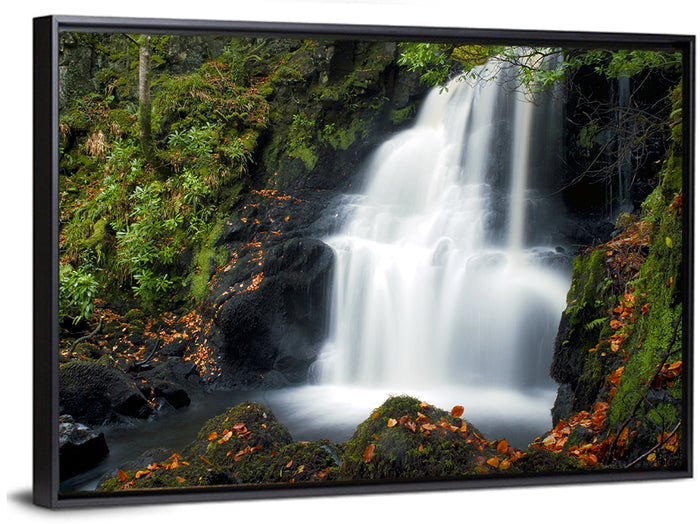 Autumn Waterfall in Tobermory Wall Art as a framed canvas
