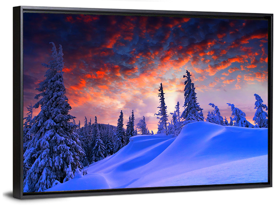 Snowy Mountain Sunset Wall Art