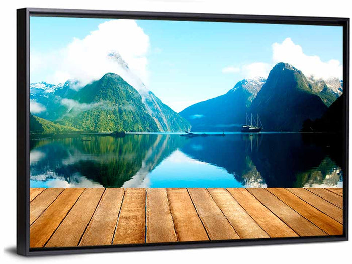 Mitre Peak at Milford Sound Wall Art as a framed canvas