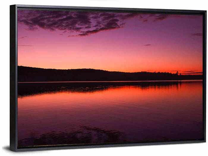 Sunset Over Algonquin Lake Wall Art as a framed canvas