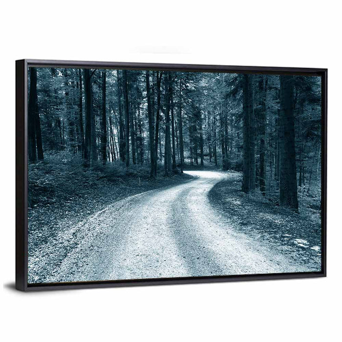 Sandy Forest Road at Dusk Wall Art as a framed canvas