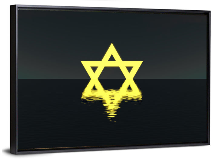 Glowing Star of David Reflection Wall Art as a framed canvas