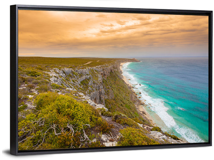 Kangaroo Island Turquoise Cliff Coast Wall Art as a framed canvas