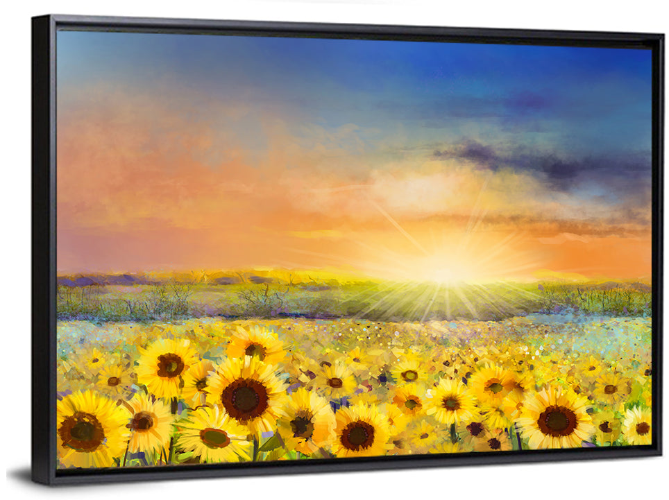 Sunflower Field Sunset Wall Art