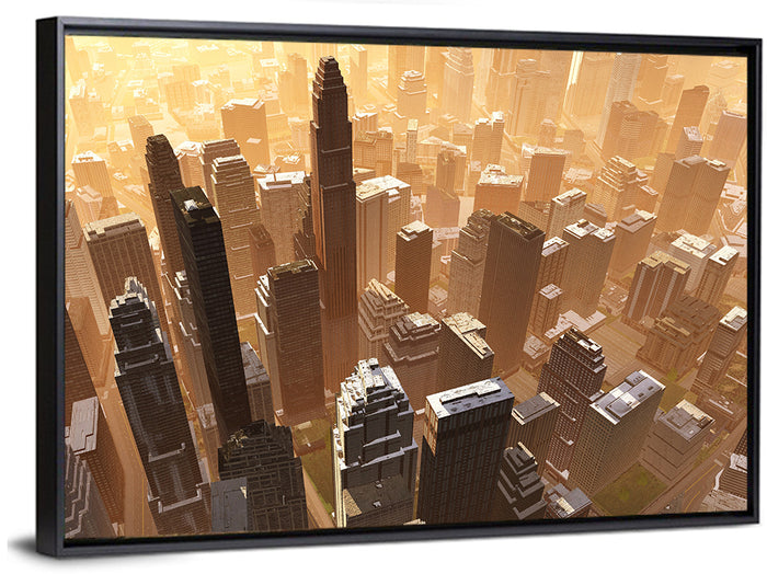 Arizona Skyscrapers at Golden Hour Wall Art as a framed canvas